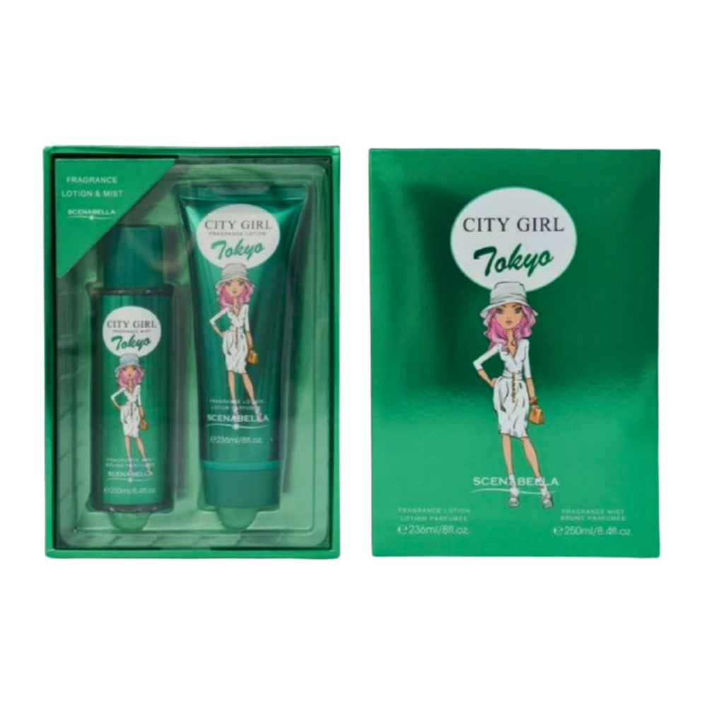 SET SCENABELLA CITY GIRL TOKYO SPLASH 250ML, BODY LOTION 236ML (M)