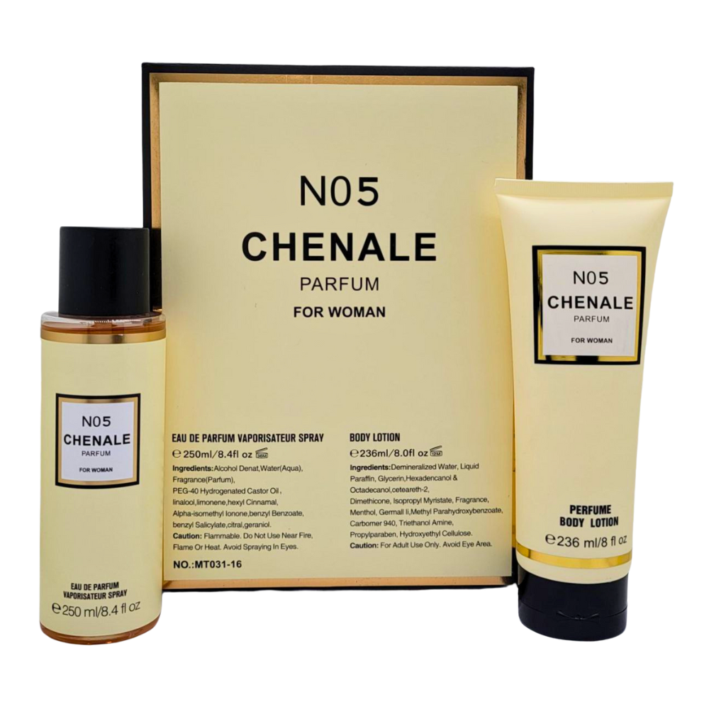 SET MYSTICAL N05 CHENALE PARFUM SPLASH 250ML, BODY LOTION 236ML (M)