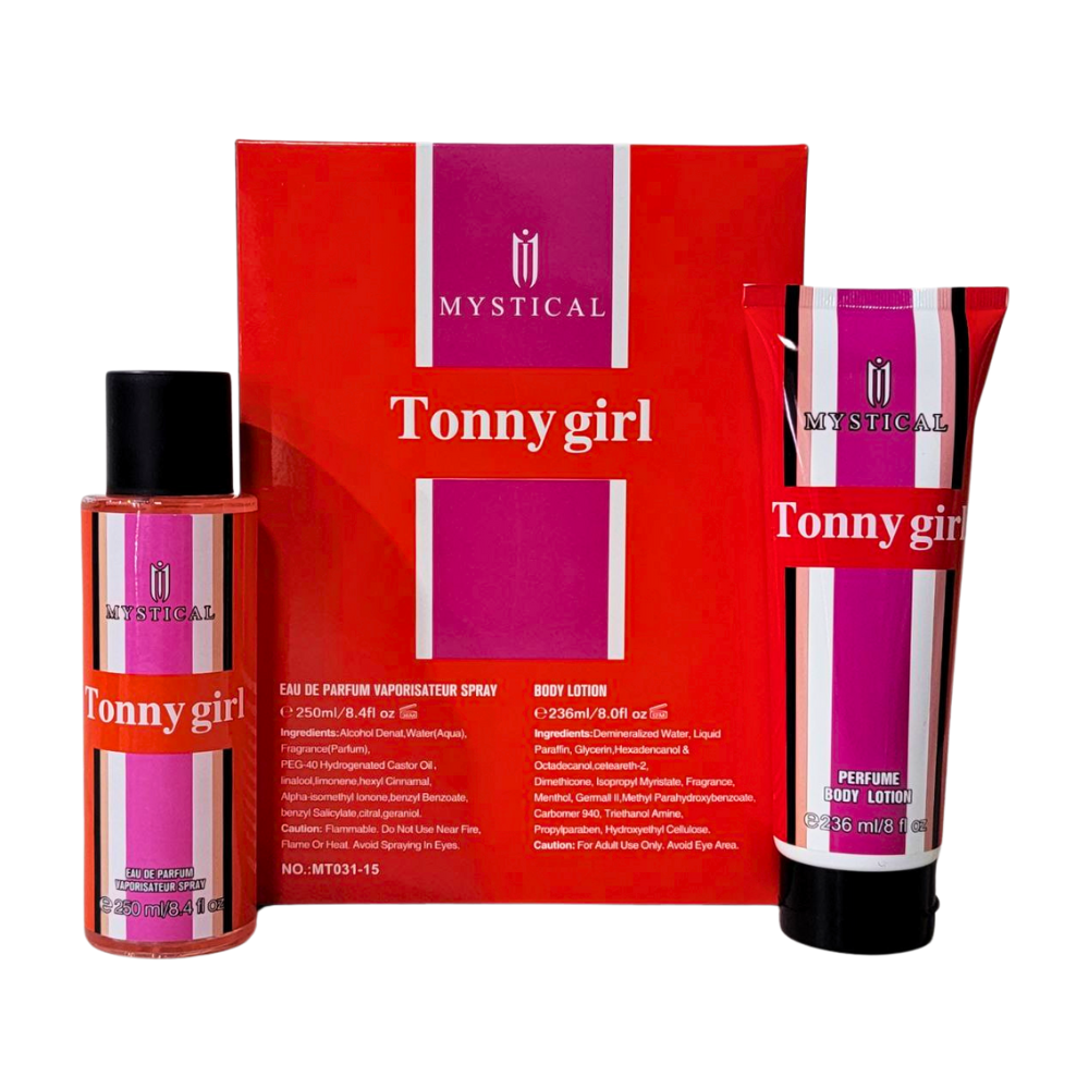 SET MYSTICAL TONNY GIRL SPLASH 250ML, BODY LOTION 236ML (M)