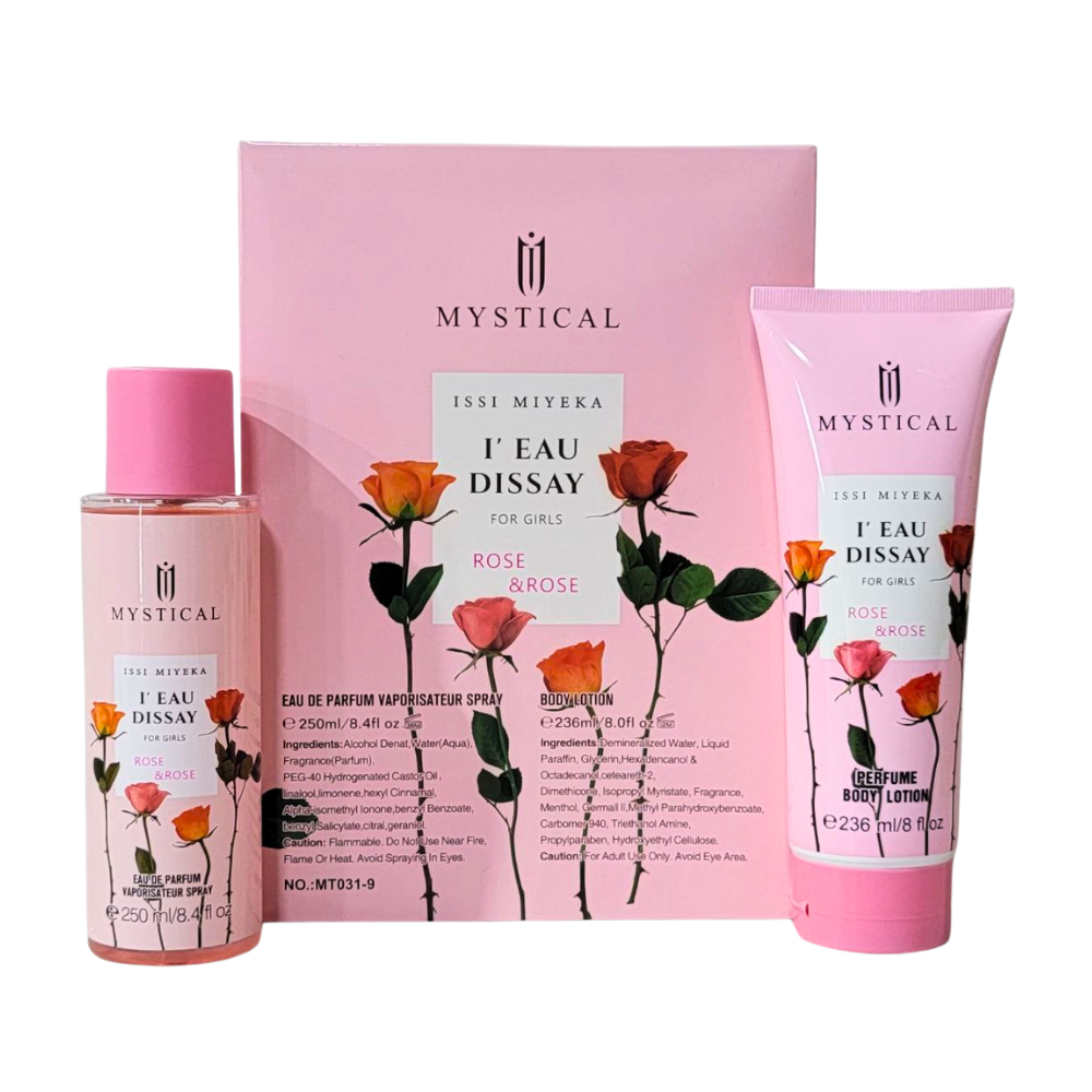 SET MYSTICAL ISSI MIYEKA I EAU DISSAY FOR GIRLS ROSE & ROSE SPLASH 250ML, BODY LOTION 236ML (M)