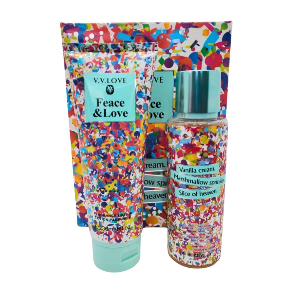 SET VV LOVE FEACE & LOVE SPLASH 250ML, BODY LOTION 236ML (M)