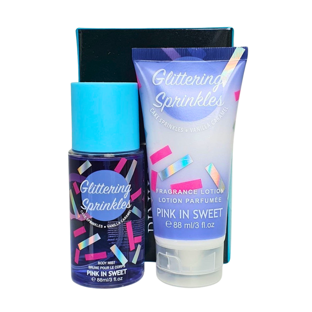 SET PINK IN SWEET GLITTERING SPRINKLES SPLASH 88ML, BODY LOTION 88ML (M)