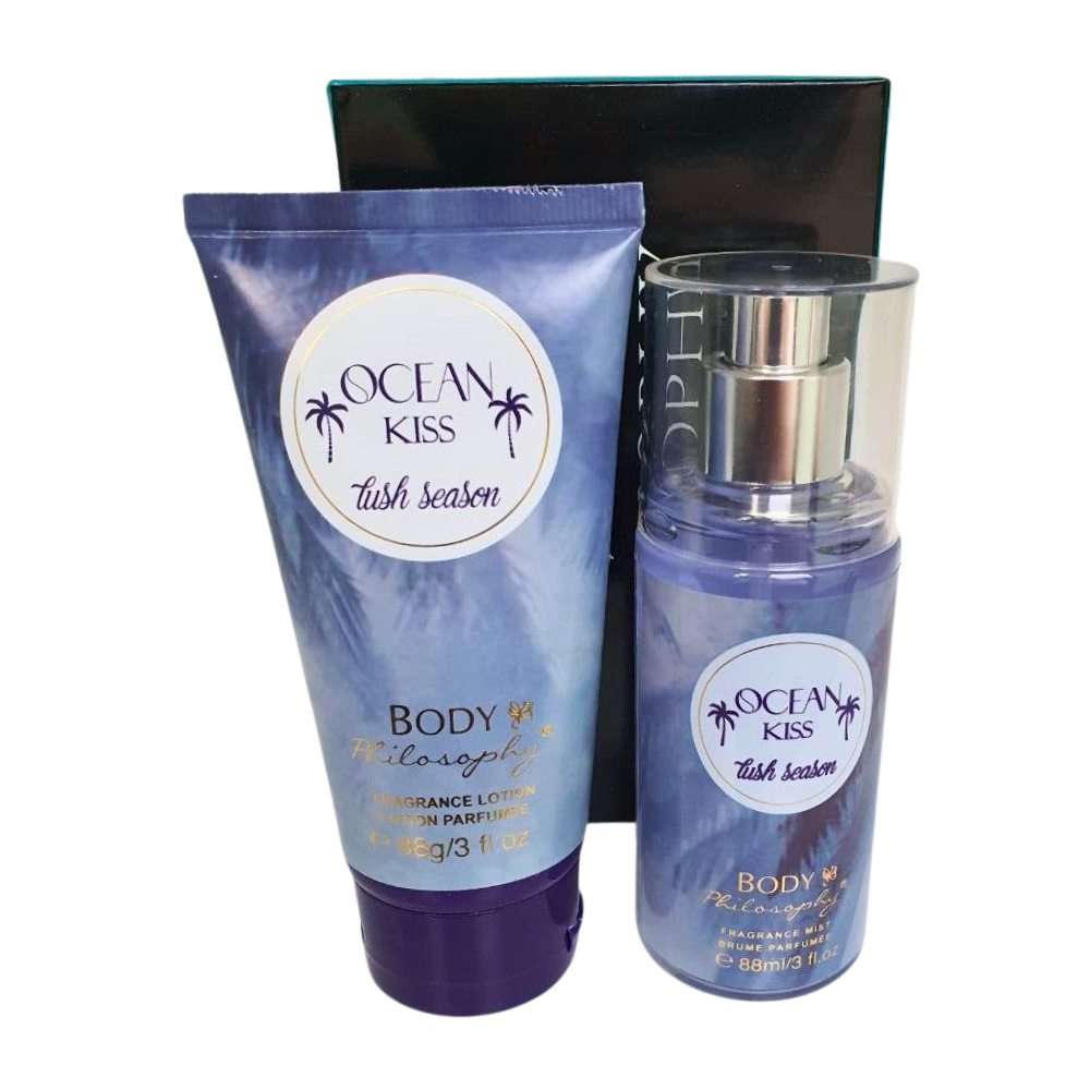 SET BODY PHILOSOPHY OCEAN KISSS SEASON SPLASH 88ML, BODY LOTION 88ML (M)