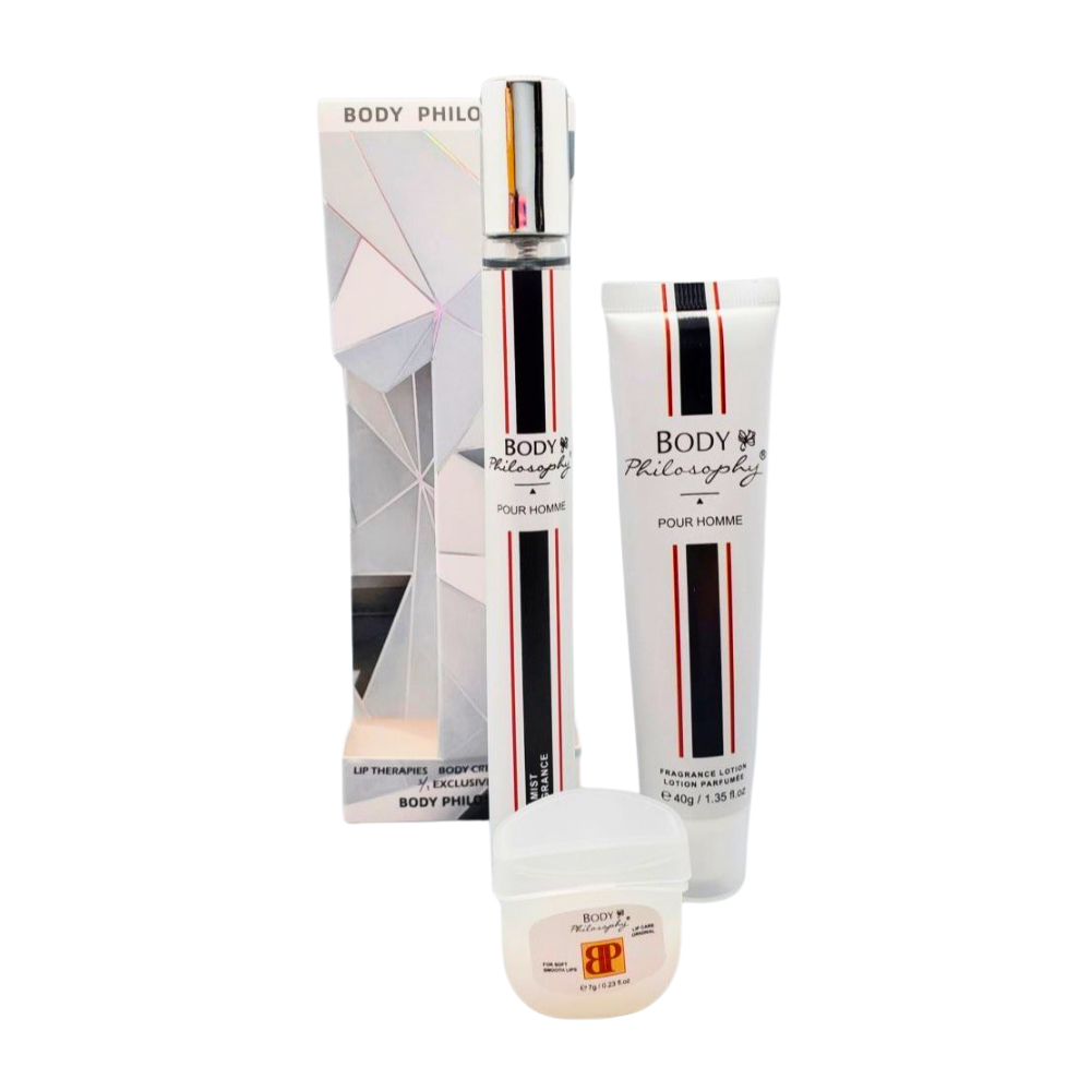 SET PERFUME EN TUBO PARA HOMBRE BODY PHILOSOPHY EDP 35ML, BODY LOTION 40G, VASELINA 7G (H)
