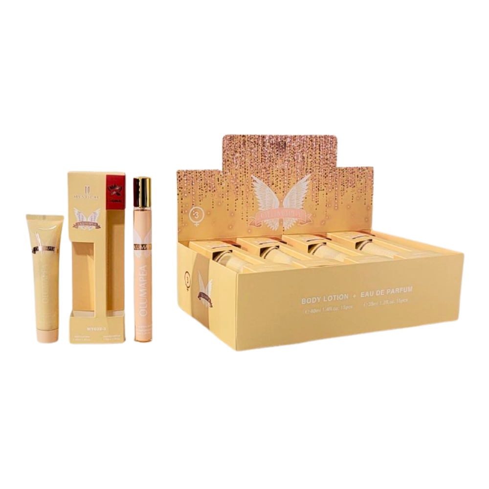 SET PERFUME EN TUBO PARA DAMA OLUMAPEA 3 DAMA EDP 35ML, BODY LOTION 40ML (M)