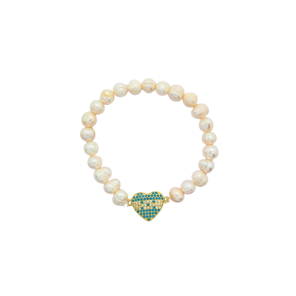 EPULD566$1 PULSERA CORAZON HONDURAS DE PERLA ENCHAPE 18K