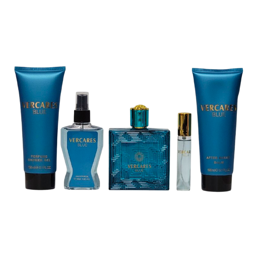 SET VERCARES BLUE EDP 100ML, EDP 15ML, SPLASH 100ML, SHOWER GEL 150ML, AFTER SHAVE 150ML (H)