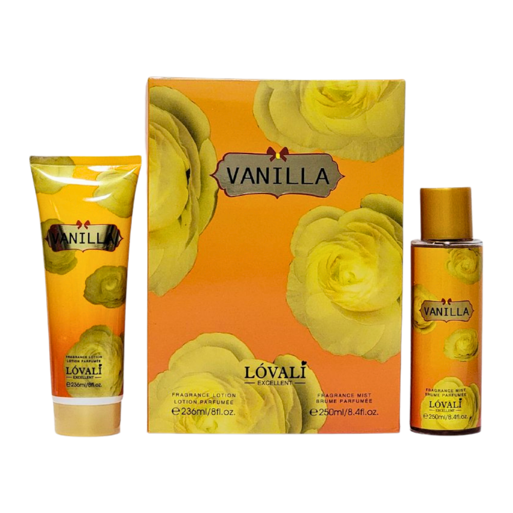 SET LOVALI EXCELLENT VANILLA SPLASH 250ML, BODY LOTION 236ML (M)