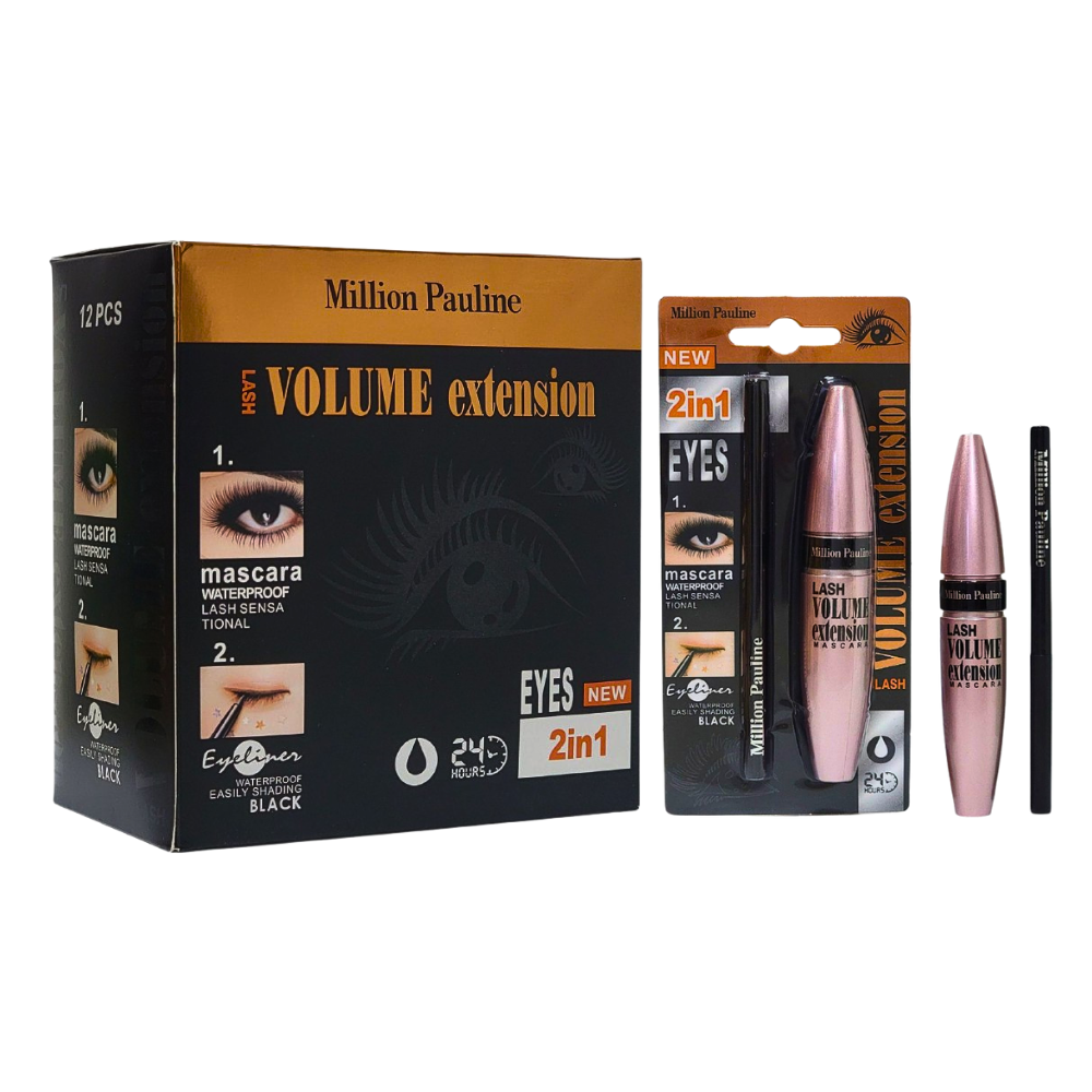 SET RIMEL + DELINEADOR DE OJOS DUPE MAYBELLINE LASH SENSATIONAL  MARCA MILLION PAULINE
