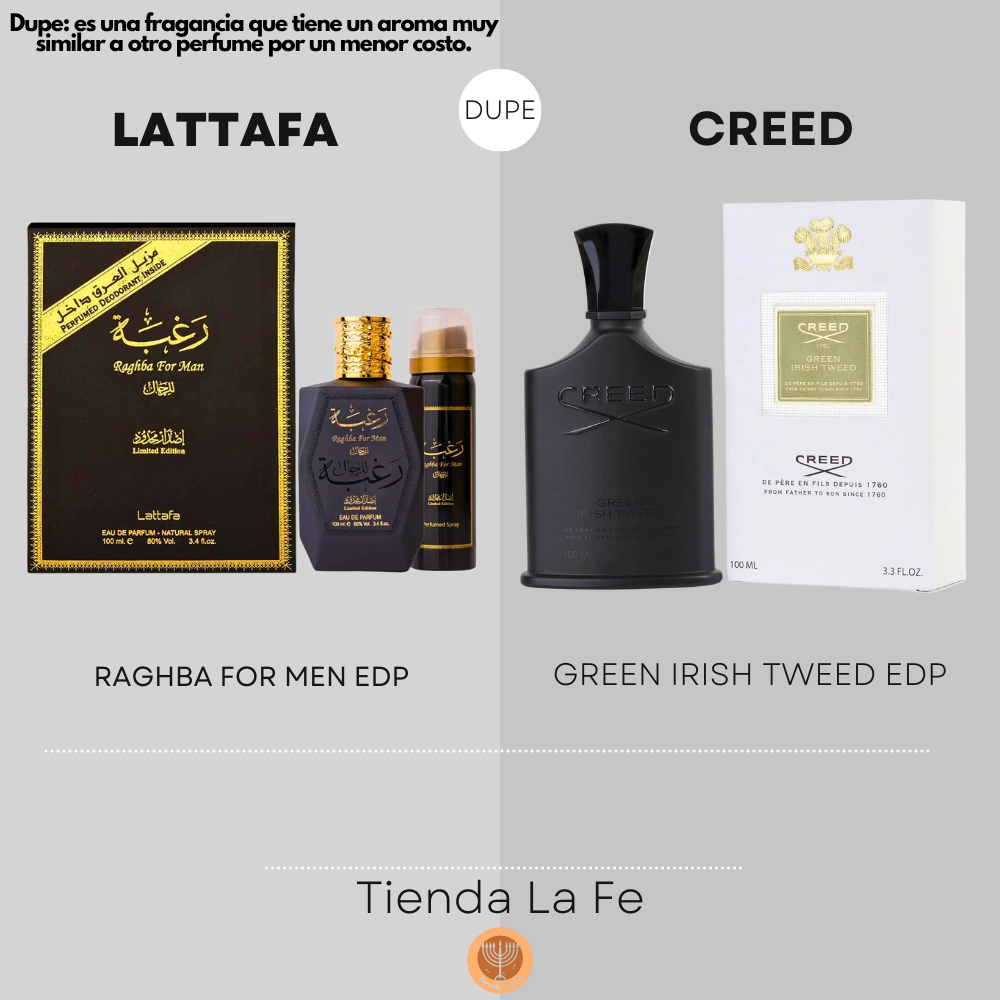 LATTAFA RAGHBA FOR MEN EDP 100ML (H) (DUPE CREED GREEN IRISH TWEED EDP)