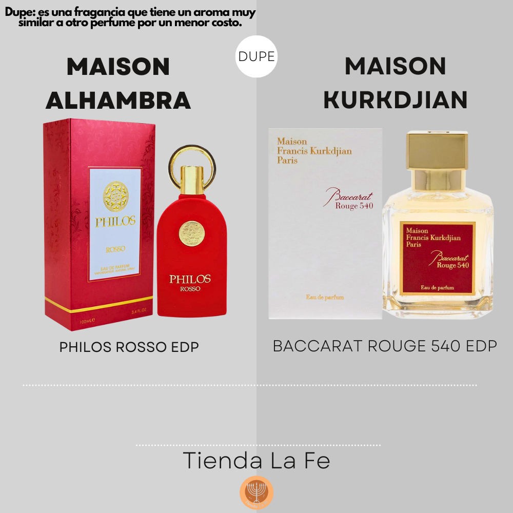 MAISON ALHAMBRA PHILOS ROSSO EDP 100ML (U) (DUPE MAISON KURKDJIAN BACCARAT ROUGE 540 EDP)