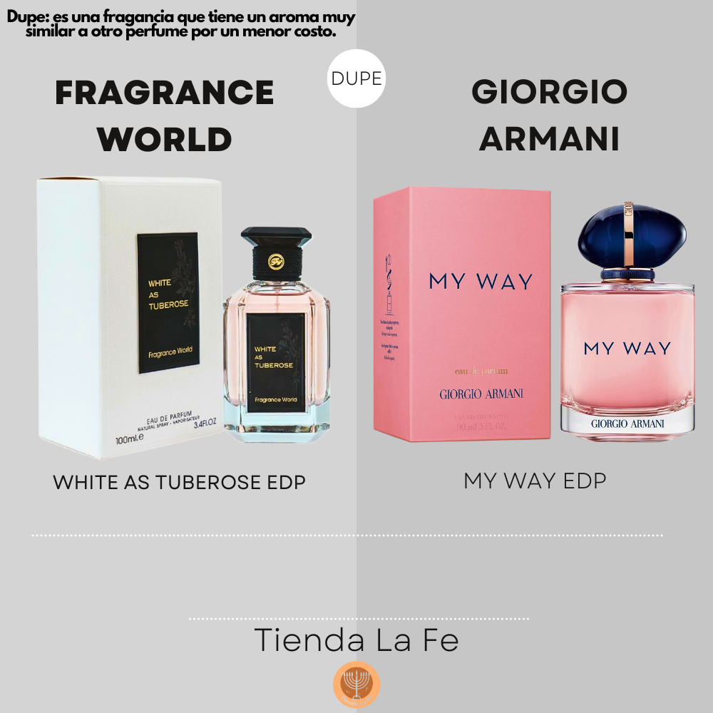 FRAGRANCE WORLD WHITE AS TUBEROSE EDP 100ML (M) (DUPE GIORGIO ARMANI MY WAY EDP)