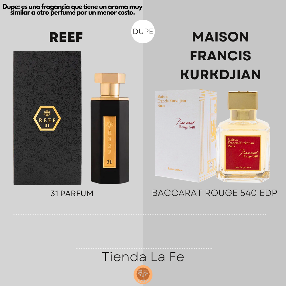 REEF 31 PARFUM 100ML (U) (DUPE MAISON FRANCIS KURKDJIAN BACCARAT ROUGE 540 EDP)