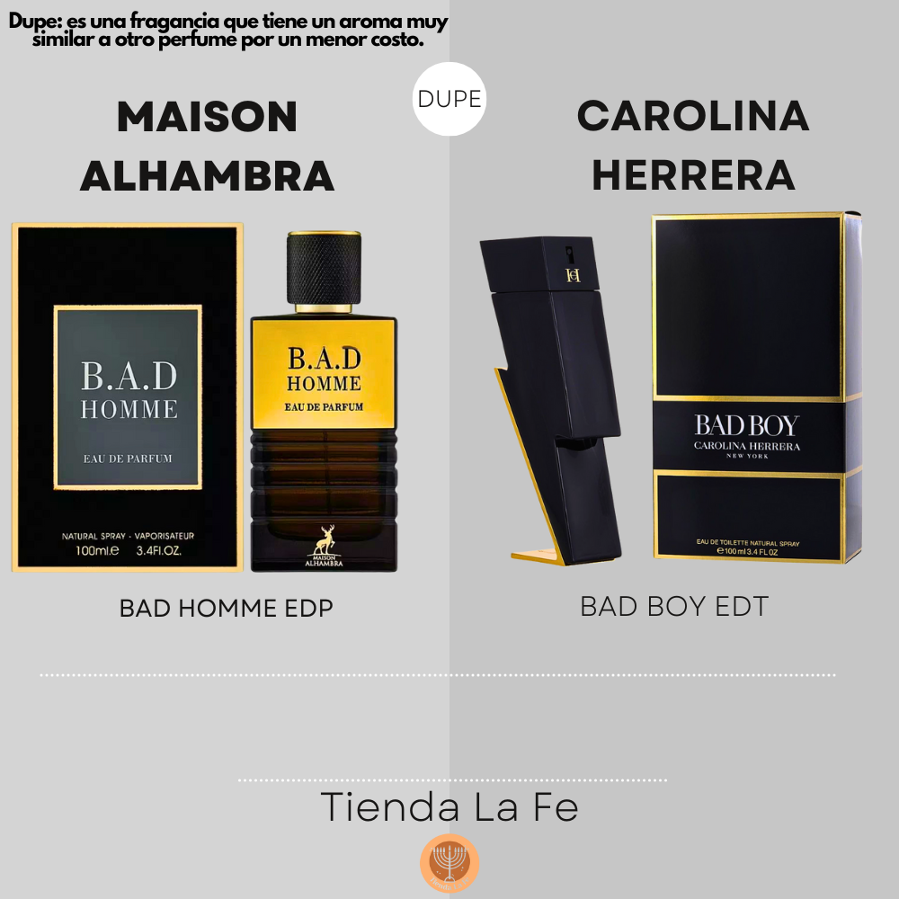 MAISON ALHAMBRA BAD HOMME EDP 100ML (H) (DUPE CAROLINA HERRERA BAD BOY EDT)