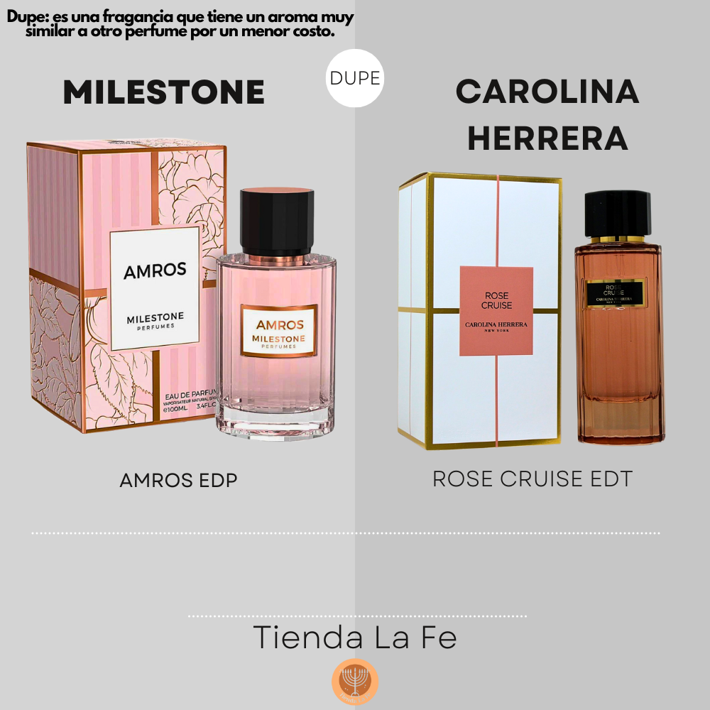 MILESTONE AMROS EDP 100ML (M) (DUPE CAROLINA HERRERA ROSE CRUISE EDT)