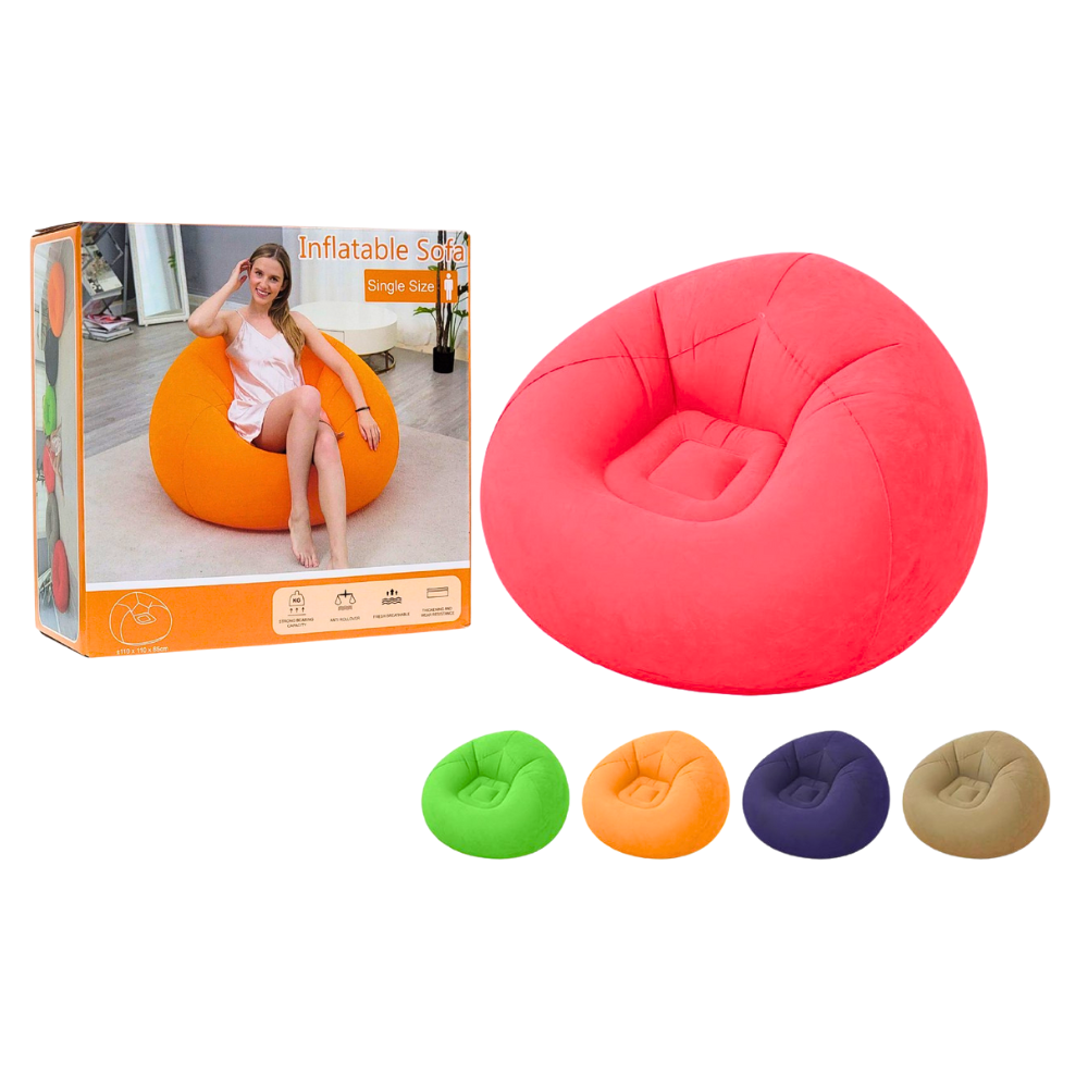 SOFA INFLABLE RECLINABLE, PARA EXTERIORES O INTERIORES, GRAN CAPACIDAD