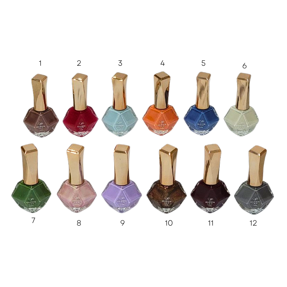 ESMALTE DE UÑAS DE LARGA DURACION DE 7 DIAS, ACABADO SUAVE Y MATE LIGERO, 12 COLORES QUEENLILY 15ML