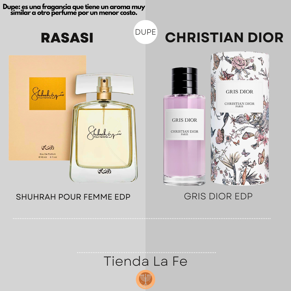 RASASI SHUHRAH POUR FEMME EDP 90ML (M) (DUPE CHRISTIAN DIOR GRIS DIOR