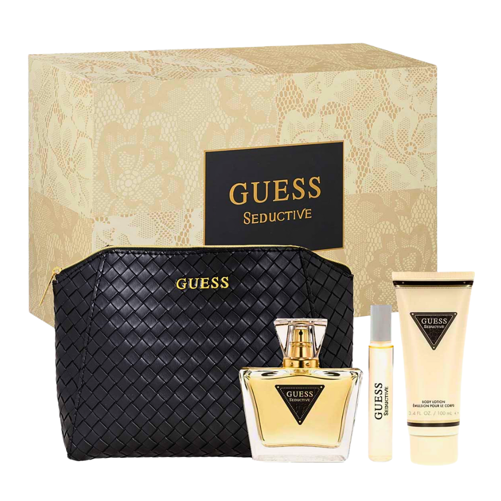 SET GUESS SEDUCTIVE EDT 75ML, EDT 15ML, BODY LOTION 100ML, BOLSA DE VIAJE (M)