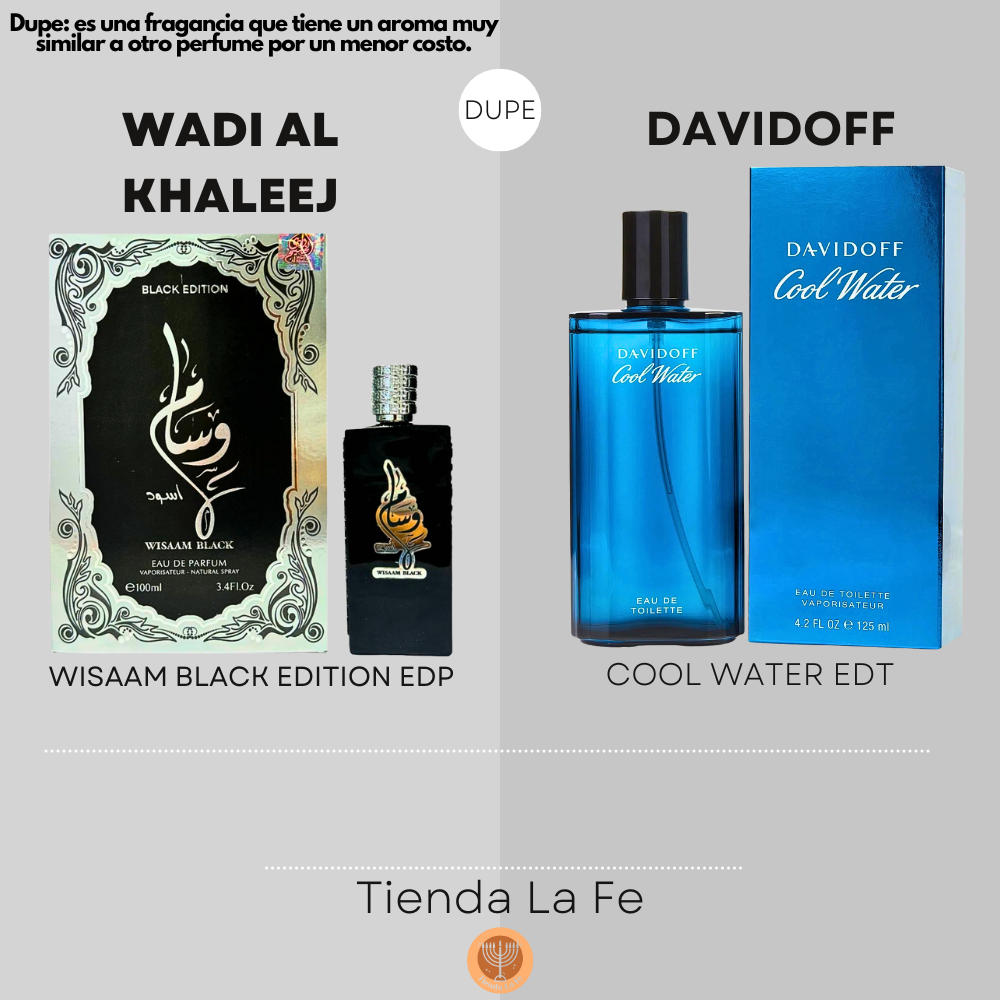 WADI AL KHALEEJ WISAAM BLACK EDITION EDP 100ML (H) (DUPE DAVIDOFF COOL WATER EDT)