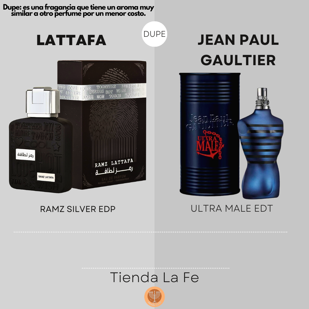 LATTAFA RAMZ SILVER EDP 100ML (U) (DUPE JEAN PAUL GAULTIER ULTRA MALE EDT)