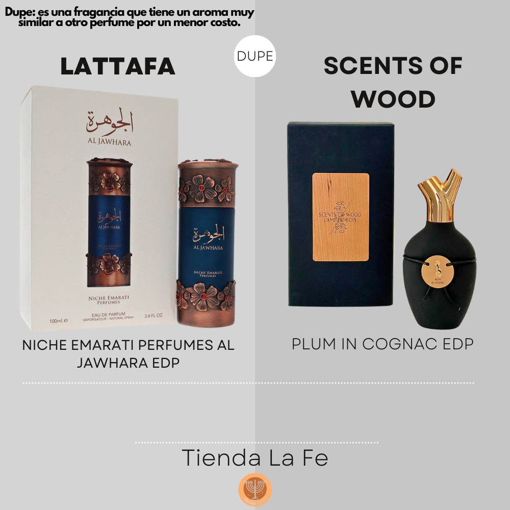 LATTAFA NICHE EMARATI PERFUMES AL JAWHARA EDP 100ML (H) (DUPE SCENTS OF WOOD PLUM IN COGNAC EDP)