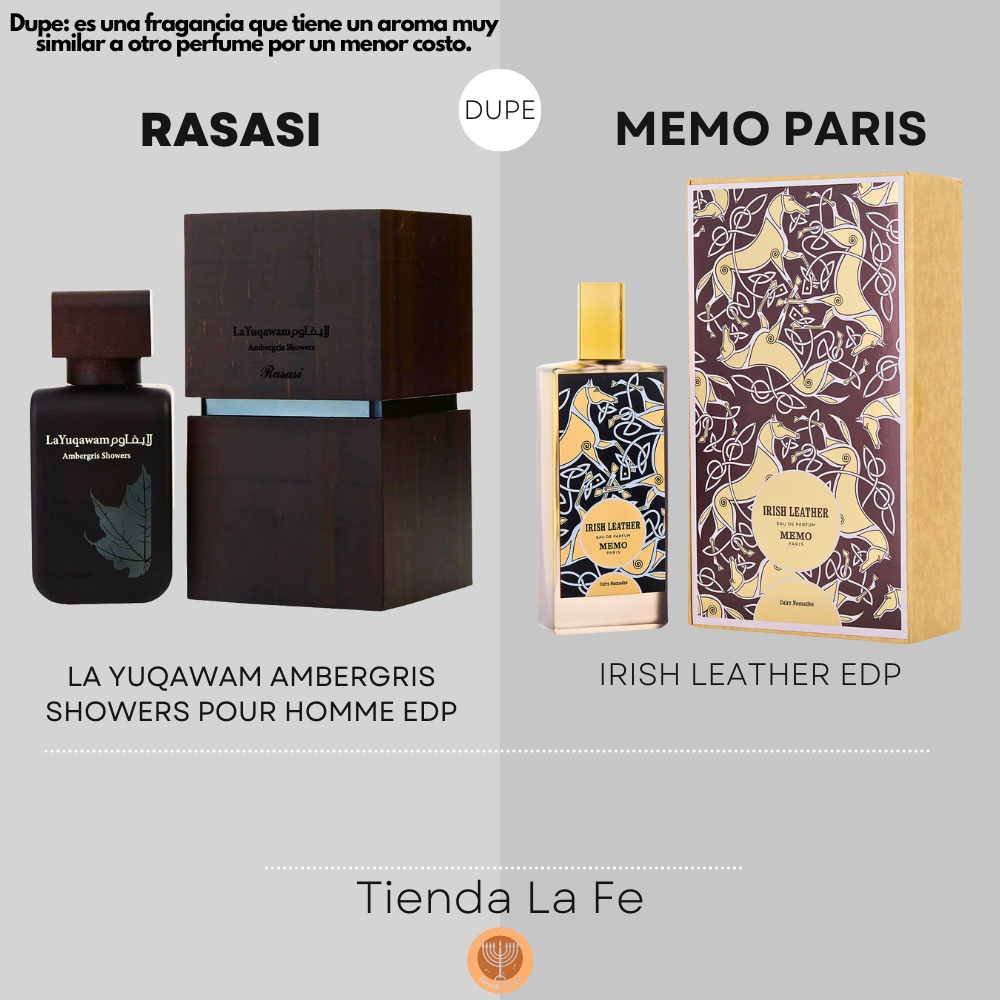 RASASI LA YUQAWAM AMBERGRIS SHOWERS POUR HOMME EDP 75ML (H) (DUPE MEMO PARIS IRISH LEATHER EDP)