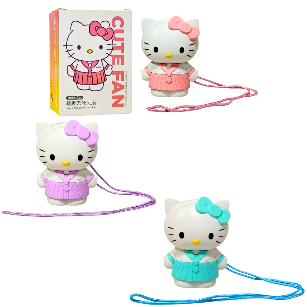 VENTILADOR DE CUELLO RECARGABLE HELLO KITTY CUTE FAN 3 COLORES