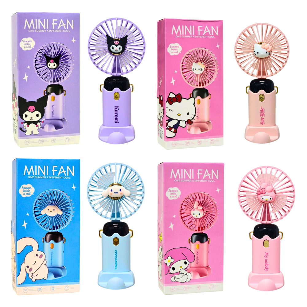 VENTILADOR DE MANO O MESA RECARGABLE CON SOPORTE PARA CELULAR 4 ESTILOS