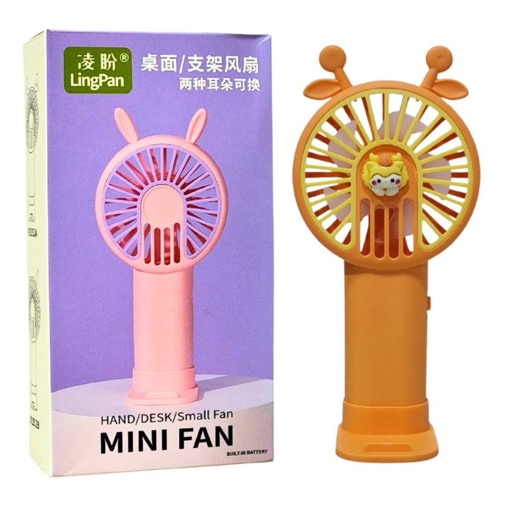 VENTILADOR DE MANO O MESA RECARGABLE CON SOPORTE PARA CELULAR LINGPAN