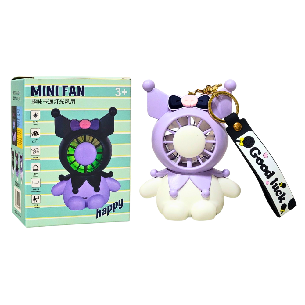 VENTILADOR DE MANO O MESA RECARGABLE CON LLAVERO KUROMI MINI FAN