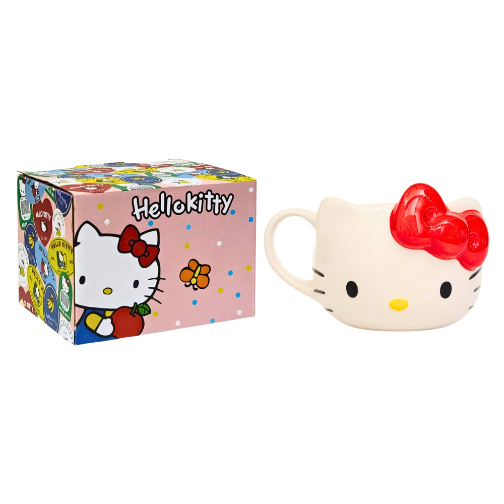 TAZA DE CERAMICA, RESISTENTE AL CALOR, MANGO CREATIVO DISEÑO HELLO KITTY
