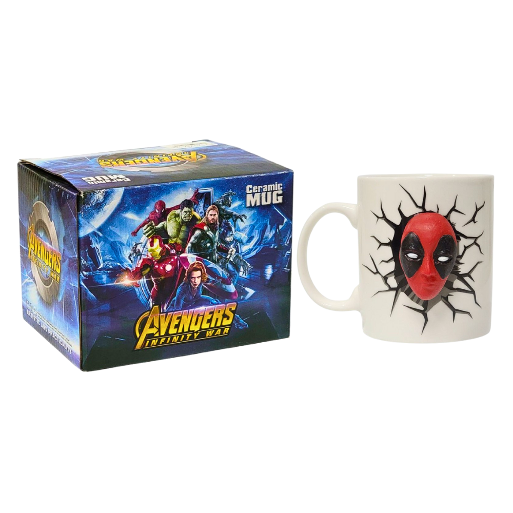 TAZA DE CERAMICA, RESISTENTE AL CALOR, MANGO CREATIVO DISEÑO AVENGERS INFINITY WAR DEADPOOL