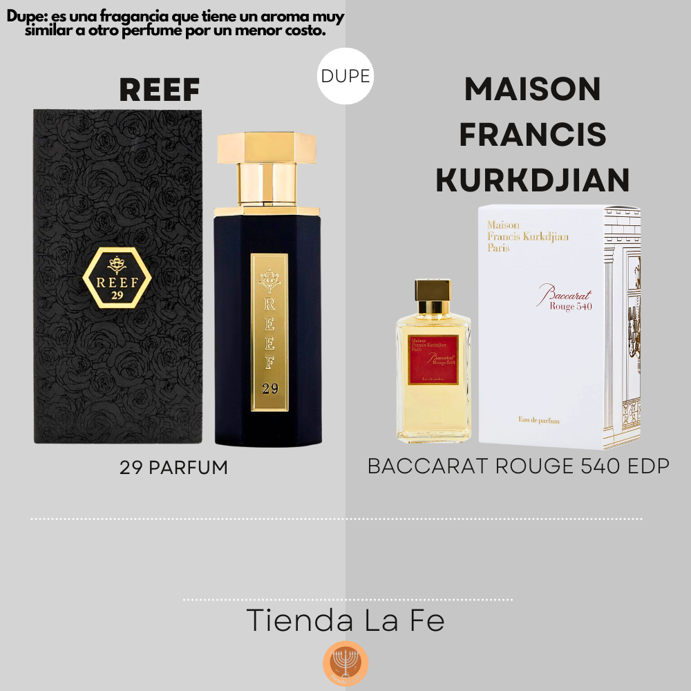 REEF 29 PARFUM 100ML (U) (DUPE MAISON FRANCIS KURKDJIAN BACCARAT ROUGE 540 EDP)