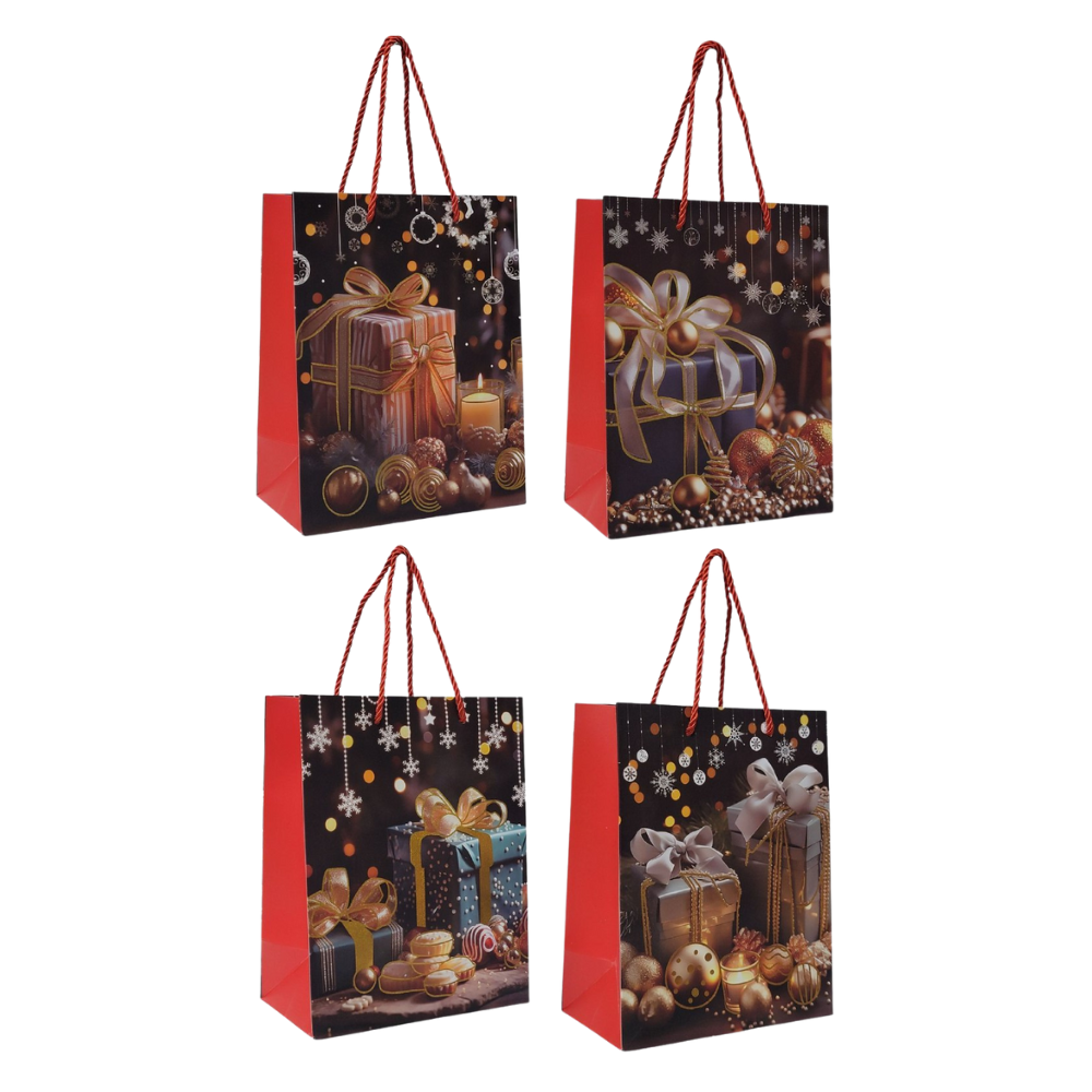 BOLSA DE REGALO NAVIDEÑA GRANDES ELEGANTES 30X12X41.5CM