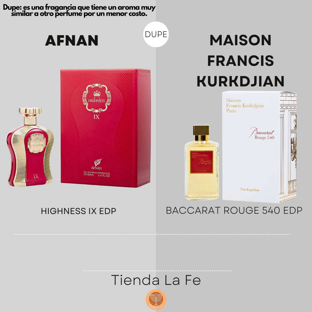 AFNAN HIGHNESS IX EDP 100ML (U) (DUPE MAISON FRANCIS KURKDJIAN BACCARAT ROUGE 540 EDP)