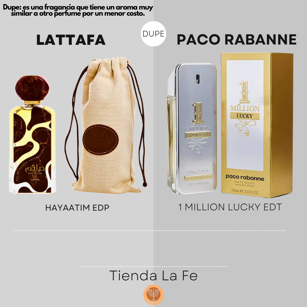 LATTAFA HAYAATIM EDP 100ML (U) (DUPE PACO RABANNE 1 MILLION LUCKY EDT)