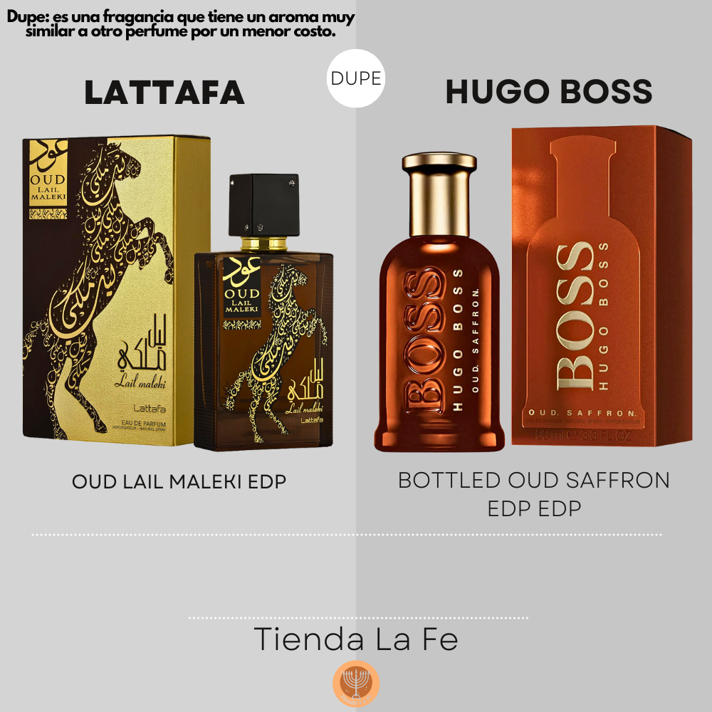 LATTAFA OUD LAIL MALEKI EDP 100ML (U) (DUPE HUGO BOSS BOTTLED OUD SAFFRON EDP)