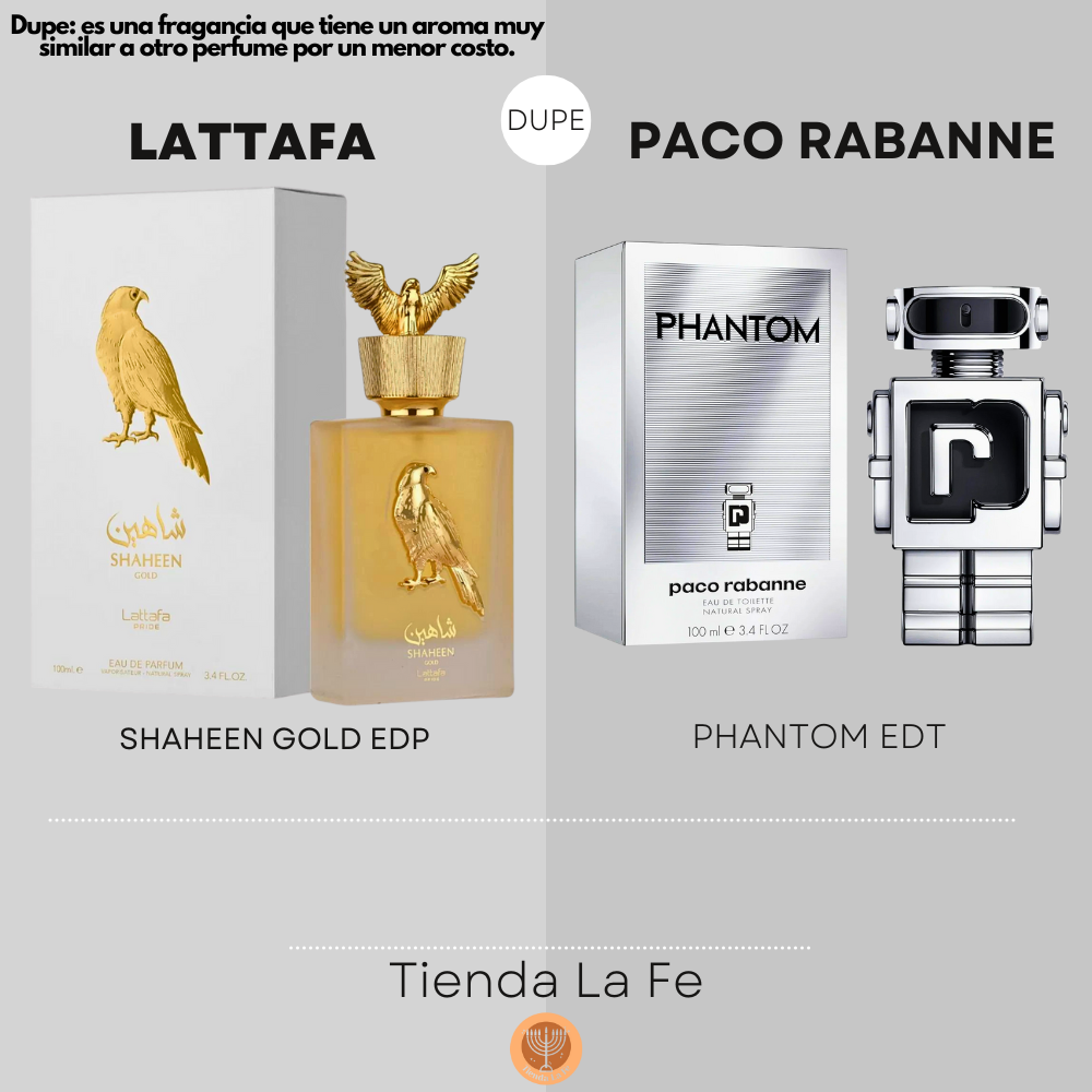 LATTAFA SHAHEEN GOLD EDP 100ML (U) (DUPE PACO RABANNE PHANTOM EDT)