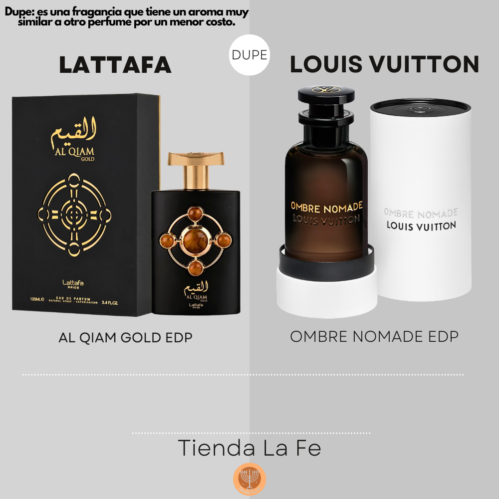 Laffafa LATTAFA AL QIAM GOLD EDP 100ML (U) (DUPE LOUIS VUITTON OMBRE NOMADE ED
