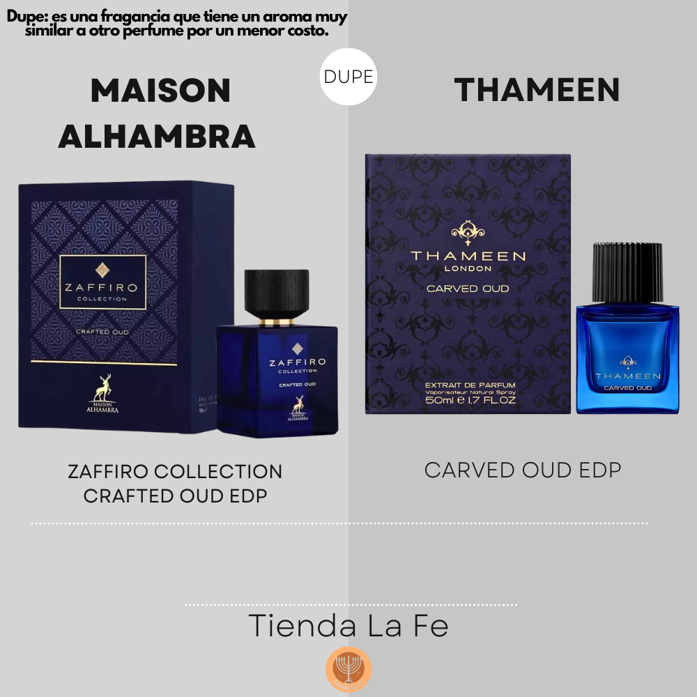 MAISON ALHAMBRA ZAFFIRO COLLECTION CRAFTED OUD EDP 100ML (U) (DUPE THAMEEN CARVED OUD EDP)