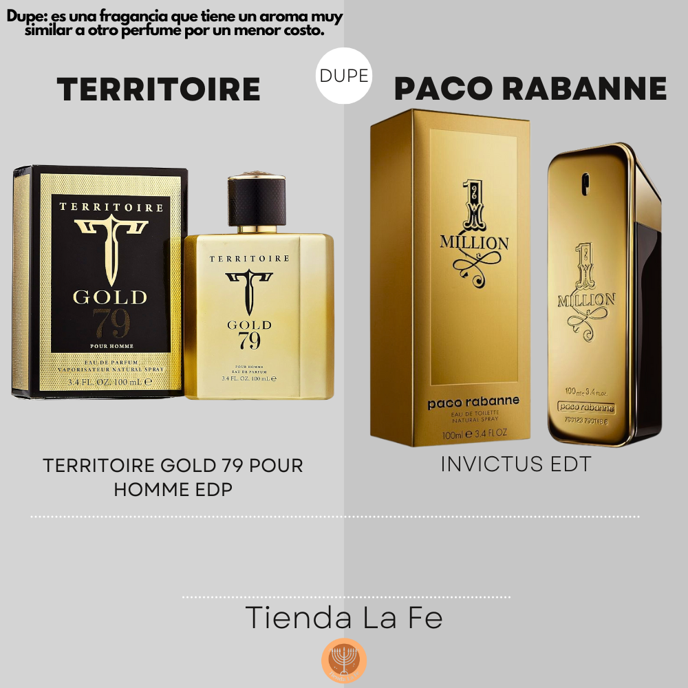 TERRITOIRE GOLD 79 POUR HOMME EDP 100ML (H) (DUPE PACO RABANNE 1 MILLION EDT)