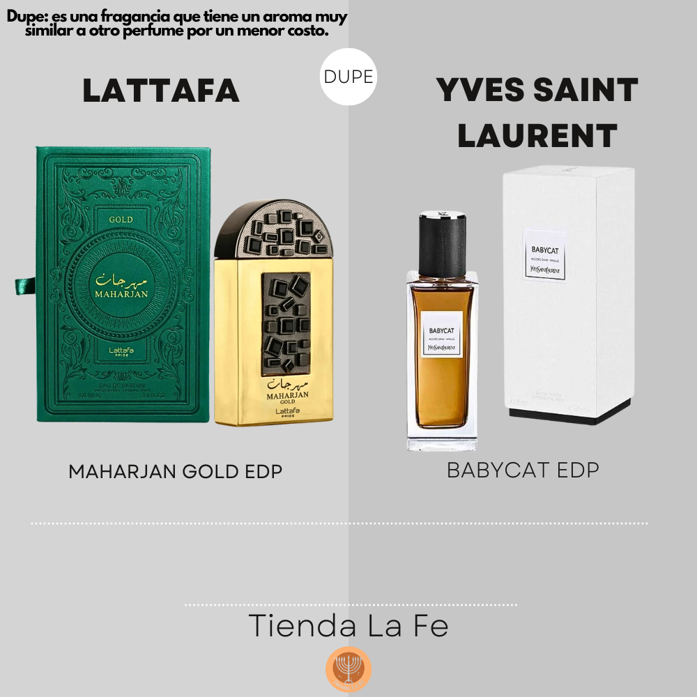 LATTAFA MAHARJAN GOLD EDP 100ML (U) (DUPE YVES SAINT LAURENT BABYCAT EDP)