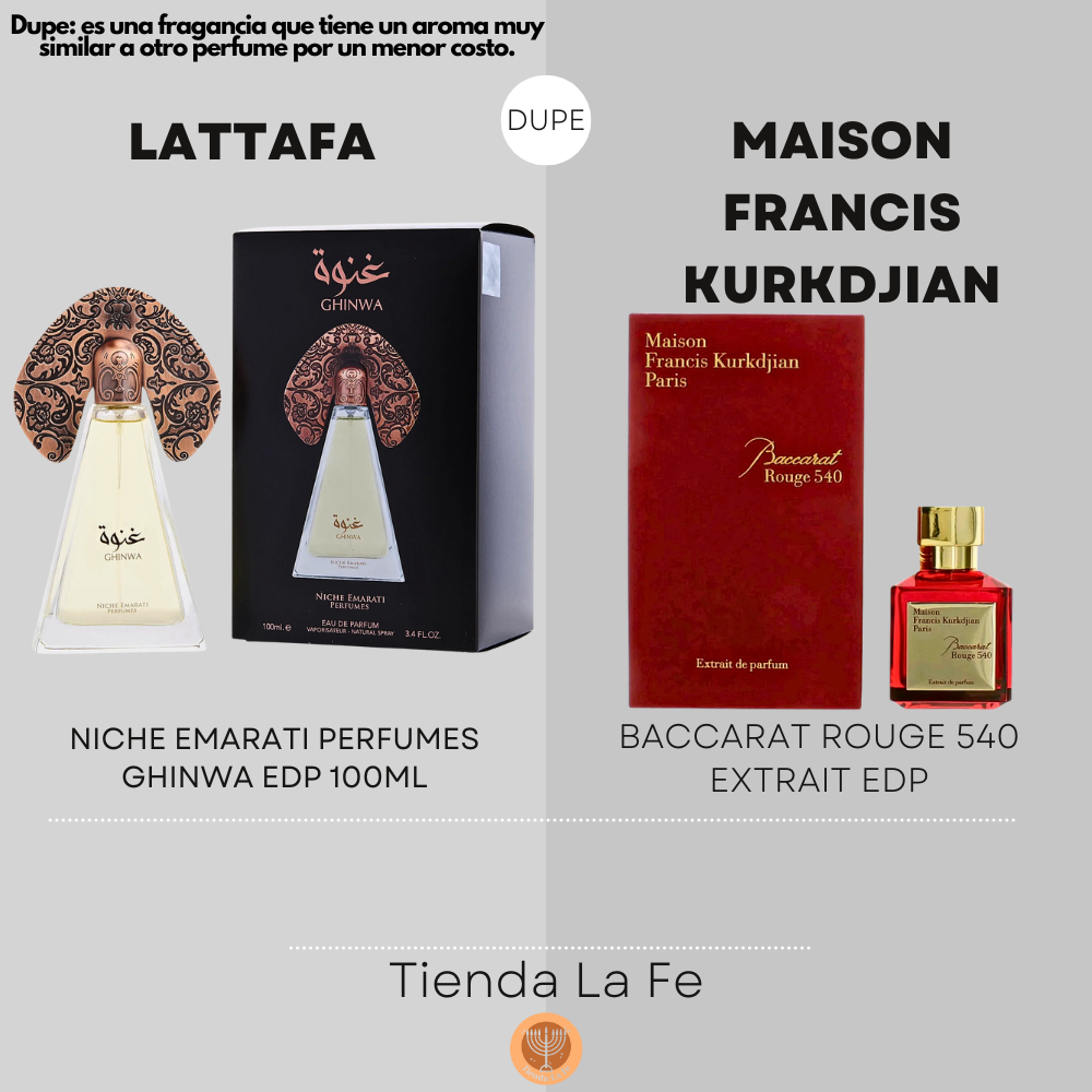 LATTAFA NICHE EMARATI PERFUMES GHINWA EDP 100ML (U) (DUPE MAISON FRANCIS KURKDJIAN BACCARAT ROUGE 540 EXTRAIT EDP)