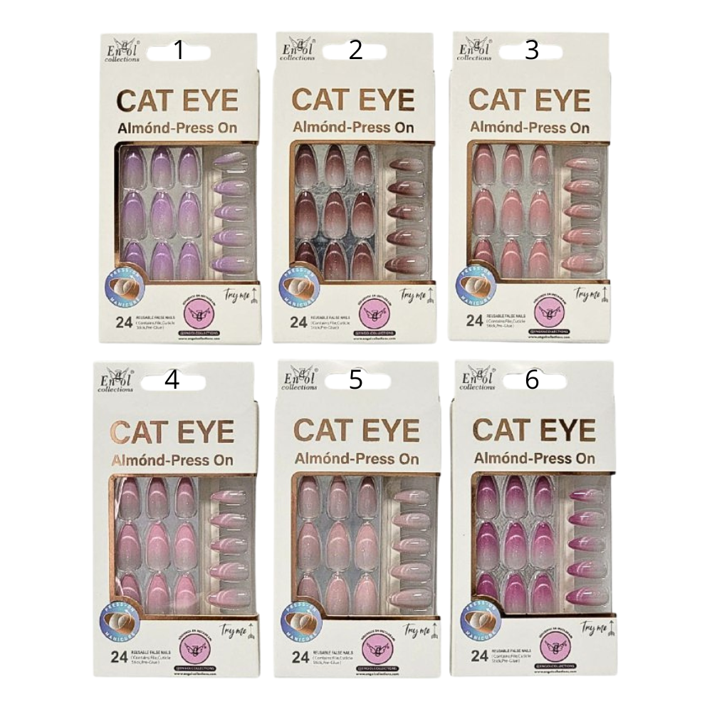 UÑAS PRESS ON, POSTIZAS REUTILIZABLES EN SET DE 24 UÑAS, LIMA, PAILLO PARA CUTICULA Y PEGAMENTO ENGOL COLLECTIONS