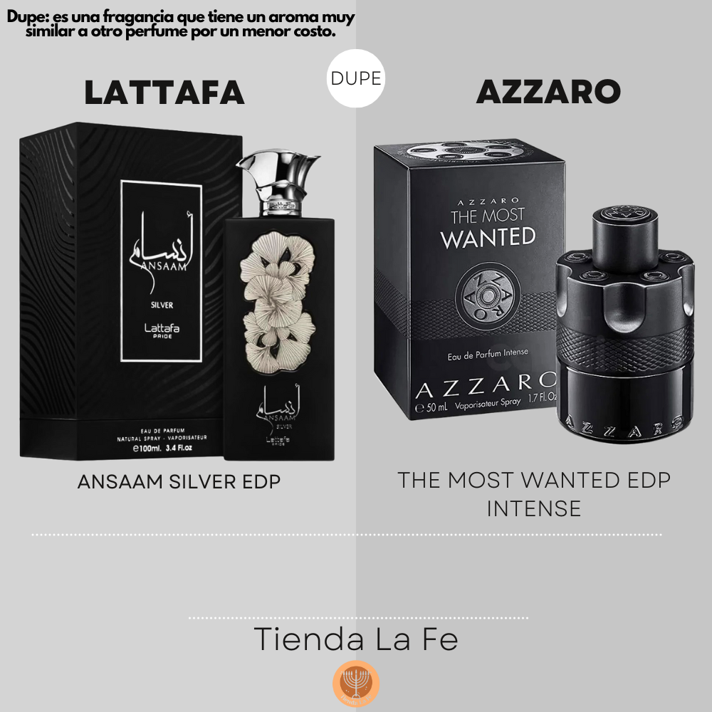 LATTAFA ANSAAM SILVER EDP 100ML (U) (DUPE AZZARO THE MOST WANTED EDP INTENSE)