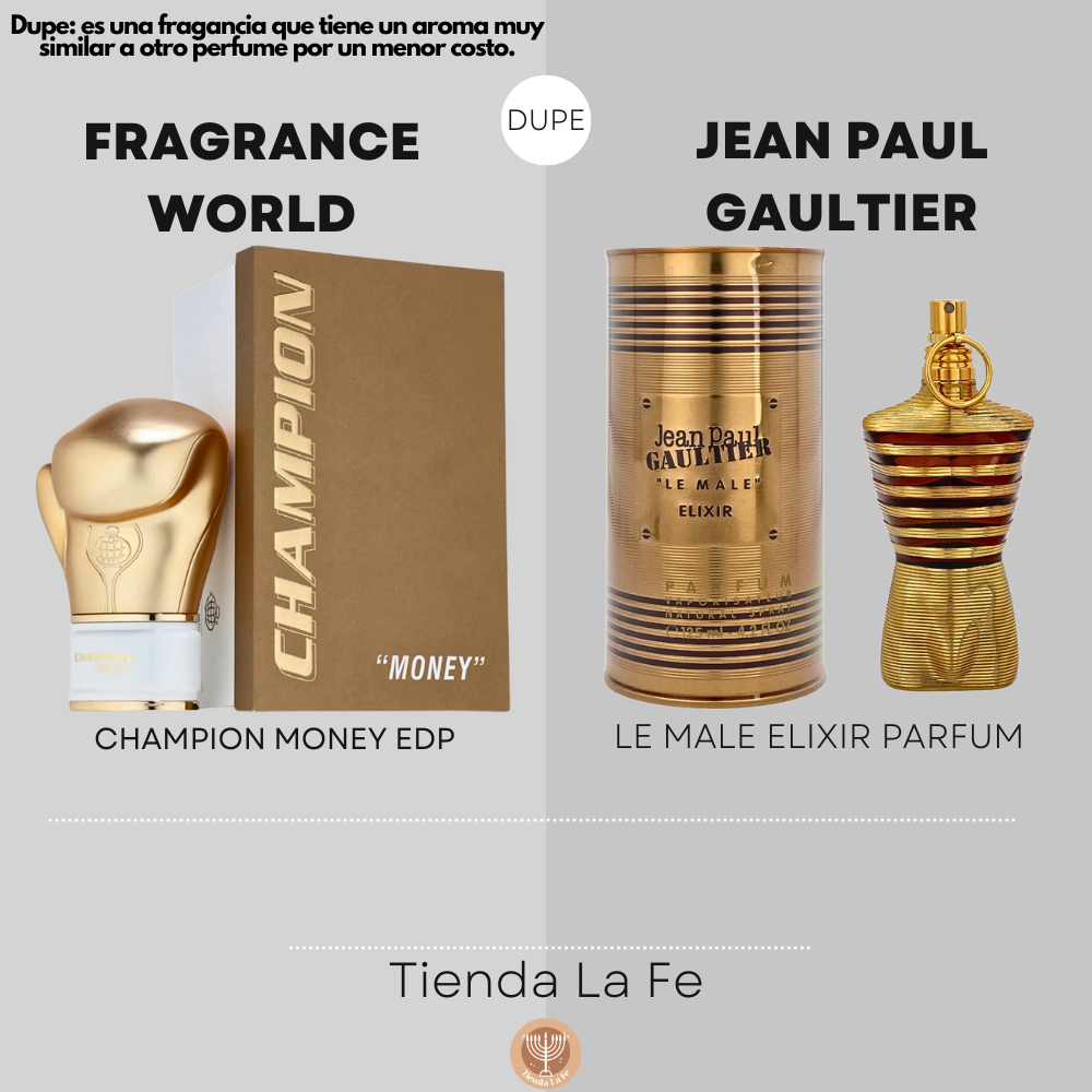 FRAGRANCE WORLD CHAMPION MONEY EDP 80ML (H) (DUPE JEAN PAUL GAULTIER LE MALE ELIXIR PARFUM)