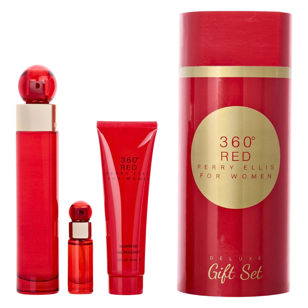 SET PERRY ELLIS 360 RED FOR WOMEN EDP 100ML, EDP 7.5ML, SHOWER GEL 90ML (M)