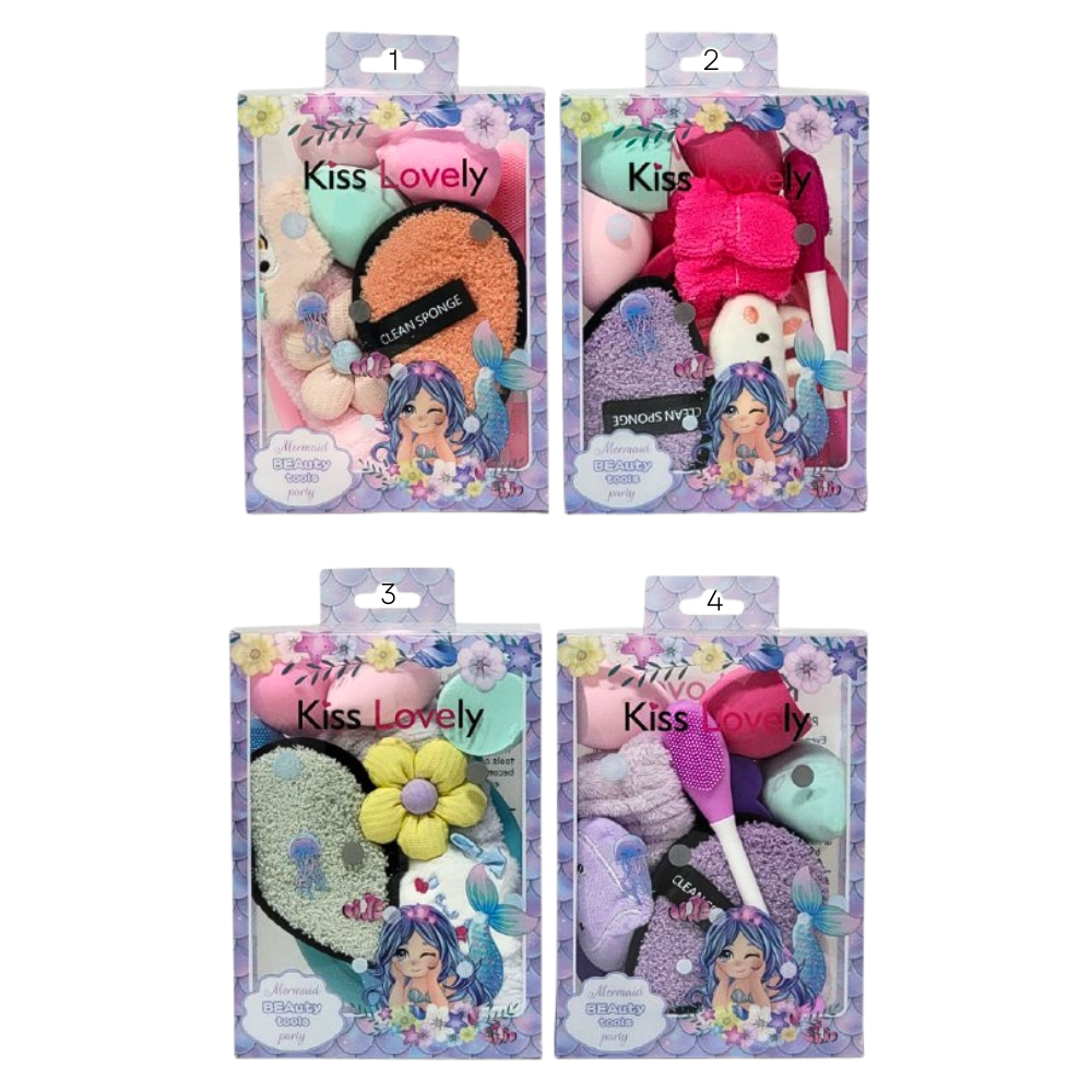 KIT DE CUIDADO FACIAL, ESPONJAS MAQUILLAJE, ESPONJA LAVADO FACIAL, VINCHA ELASTICA, MINI BOWL PLEGABLE PARA LAVAR BROCHAS KISS LOVELY