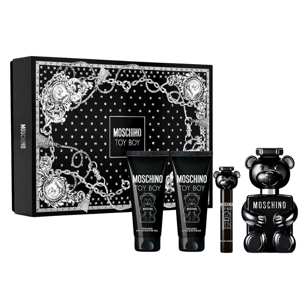 SET MOSCHINO TOY BOY EDP 100ML, MINI EDP 10ML, SHOWER GEL 100ML, AFTER SHAVE 100ML (H)